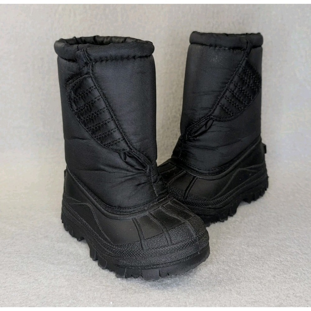 Outbrook Kids Snow Boots Size 6 Black Faux Fur Warm Pull On Winter Unisex